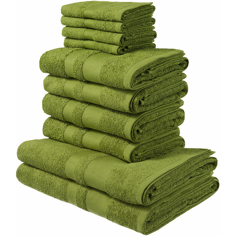MY HOME Handtuch Set Vanessa mit abgesetzter Bordüre grün