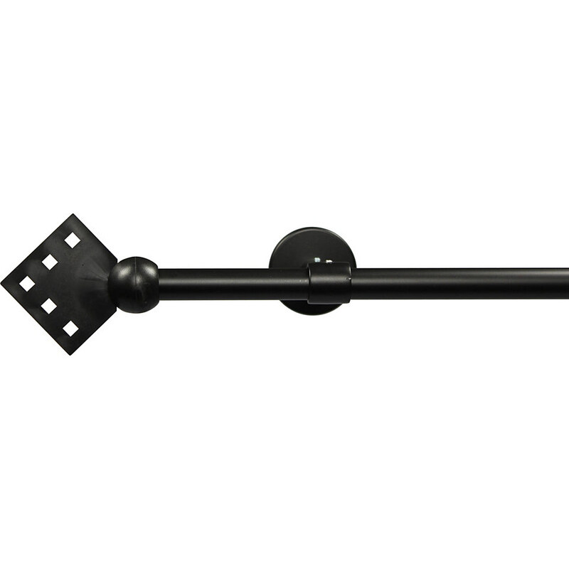 Gardinenstange 16 mm Quadro ohne Ringe mit geschlossenen Träger nach Maß Garesa schwarz