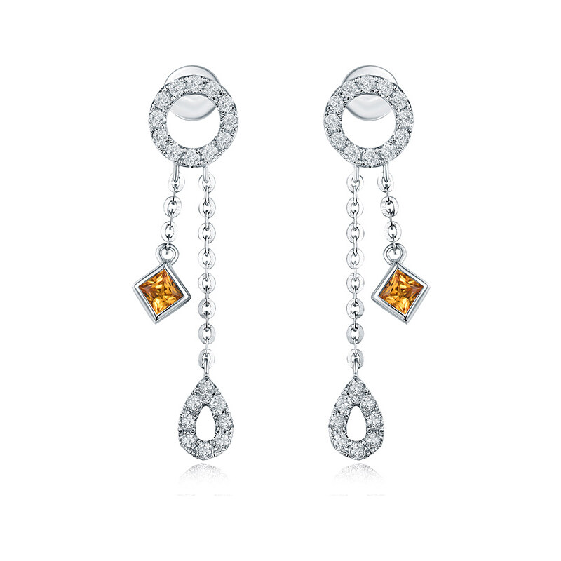 Eppi Goldene Ohrringe mit gelben Saphiren und Diamanten Kayla