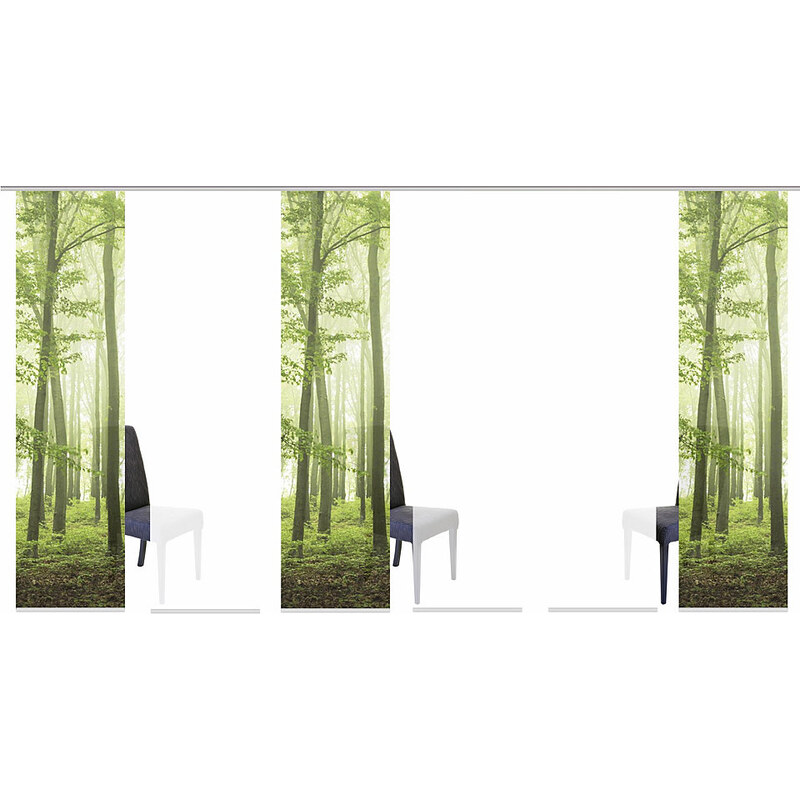 HOME WOHNIDEEN Schiebegardine PROVO mit Klettband Mehrfachsets (mit Zubehör) grün H/B: 245/60 cm (6er Set)