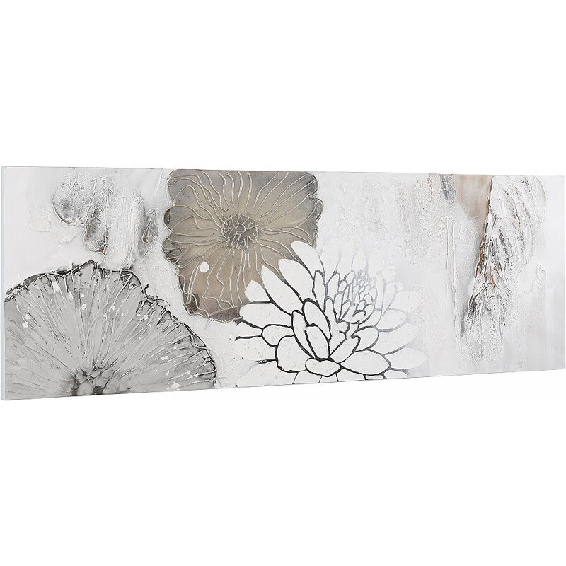 Bild Blüten Mix mit Acrylfarbe auf Leinwand gemalt HOME AFFAIRE weiß