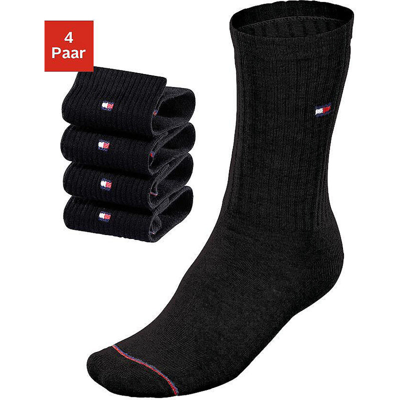 Tommy Hilfiger Klassische Socken (4 Paar) mit Fußfrottee schwarz 39-42,43-46,47-49