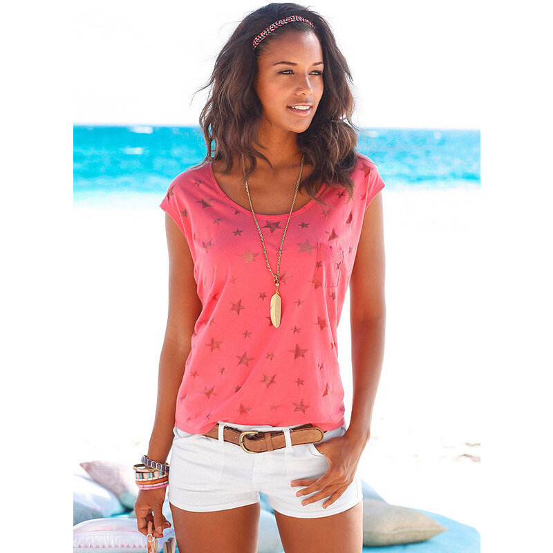 Beachtime Damen T-Shirts (2 Stück) mit transparenten Sternen rot 32/34,36/38,40/42,44/46,48/50
