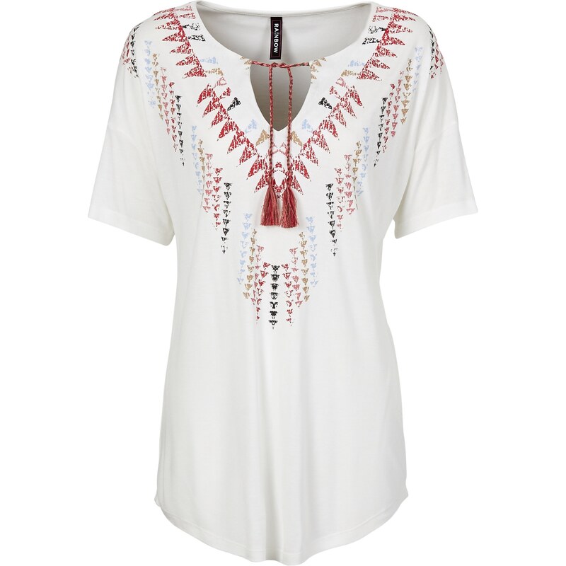 RAINBOW T-Shirt mit Kordeln kurzer Arm in weiß für Damen von bonprix