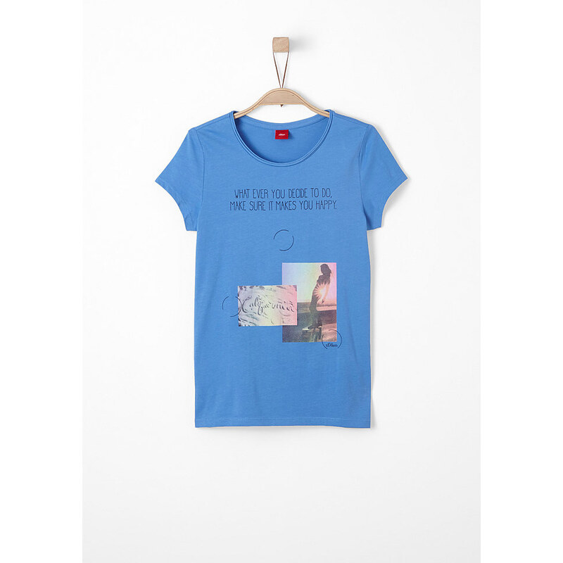 S.OLIVER RED LABEL JUNIOR RED LABEL Junior T-Shirt mit Romantik-Print für Mädchen blau L (164),XL (176)
