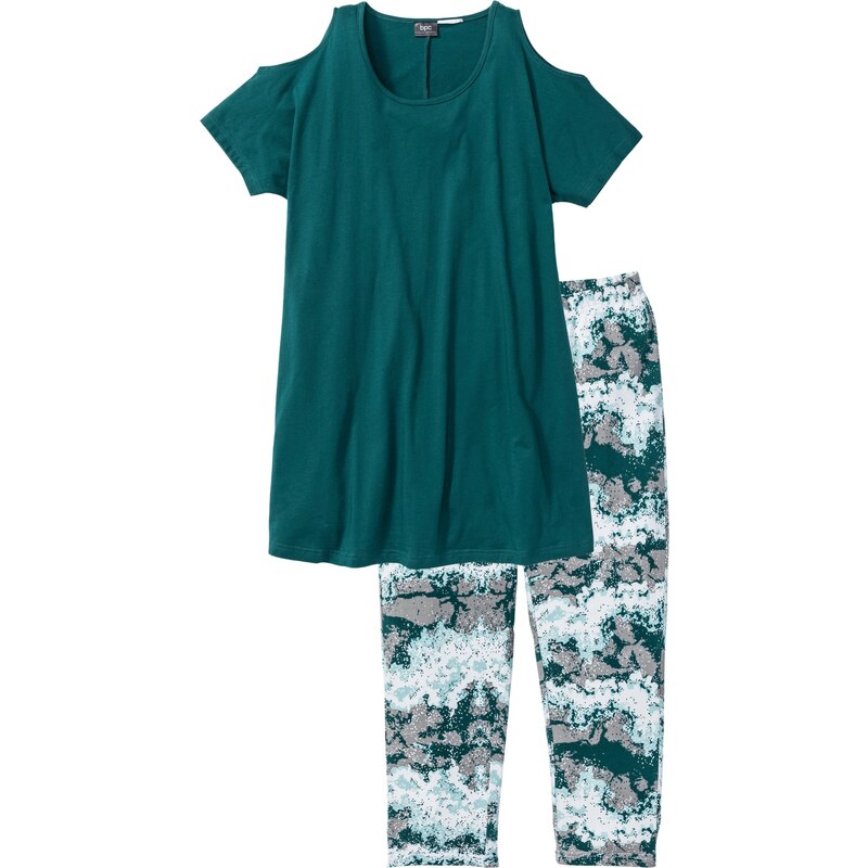 bpc bonprix collection Capri Pyjama kurzer Arm in petrol für Damen von bonprix