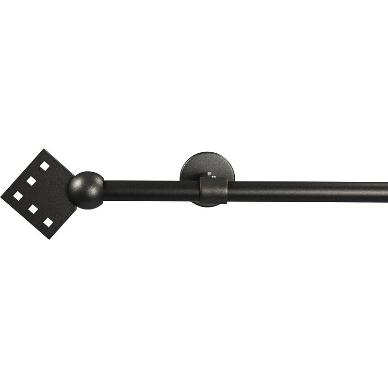 Gardinenstange 16 mm Quadro ohne Ringe mit geschlossenen Träger nach Maß Garesa schwarz