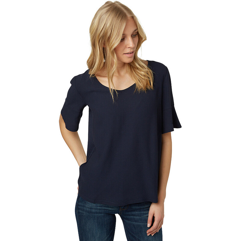 Damen T-Shirt Shirt mit Volant-Ärmeln Tom Tailor blau L,S,XS