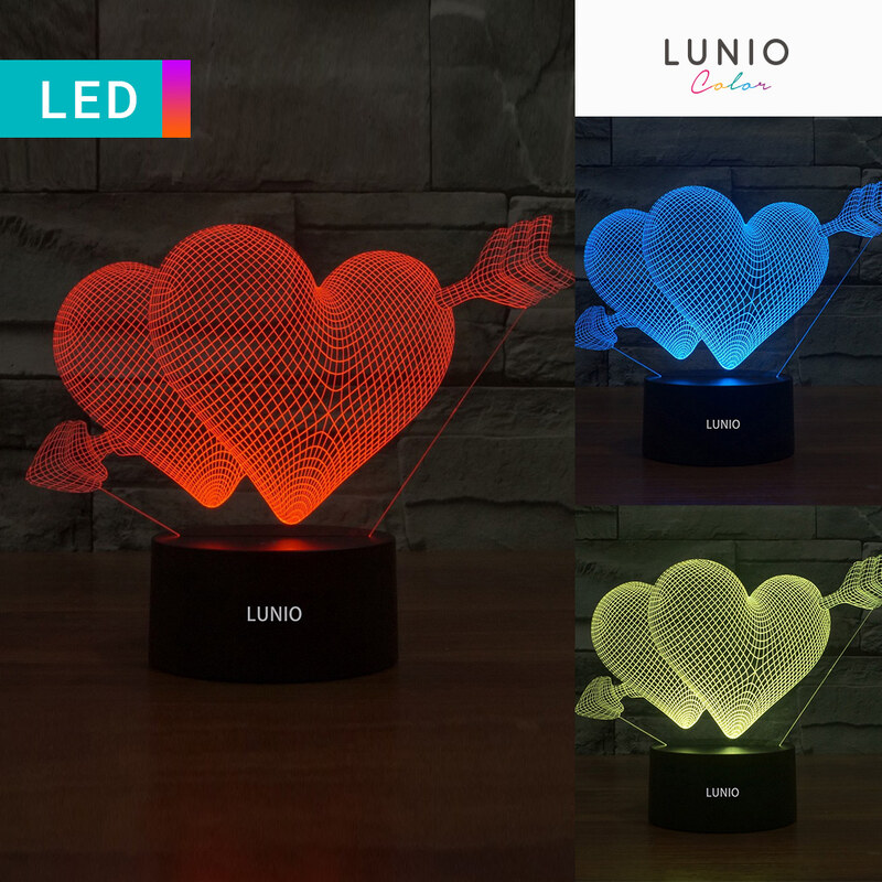 Lunio Color LED-3D-Lampe Illusion Herzen