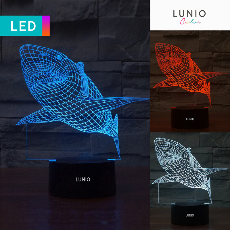 Lunio Color LED-3D-Lampe Illusion Hai