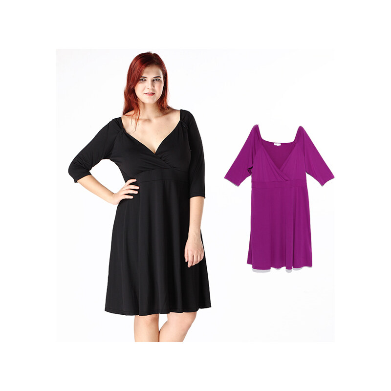 Lesara Loose Fit-Kleid mit V-Ausschnitt - XL - Violett