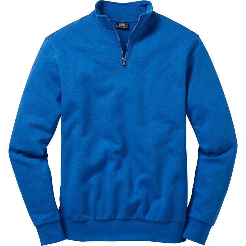 Sweatshirt mit Troyerkragen langarm blau Herren bonprix
