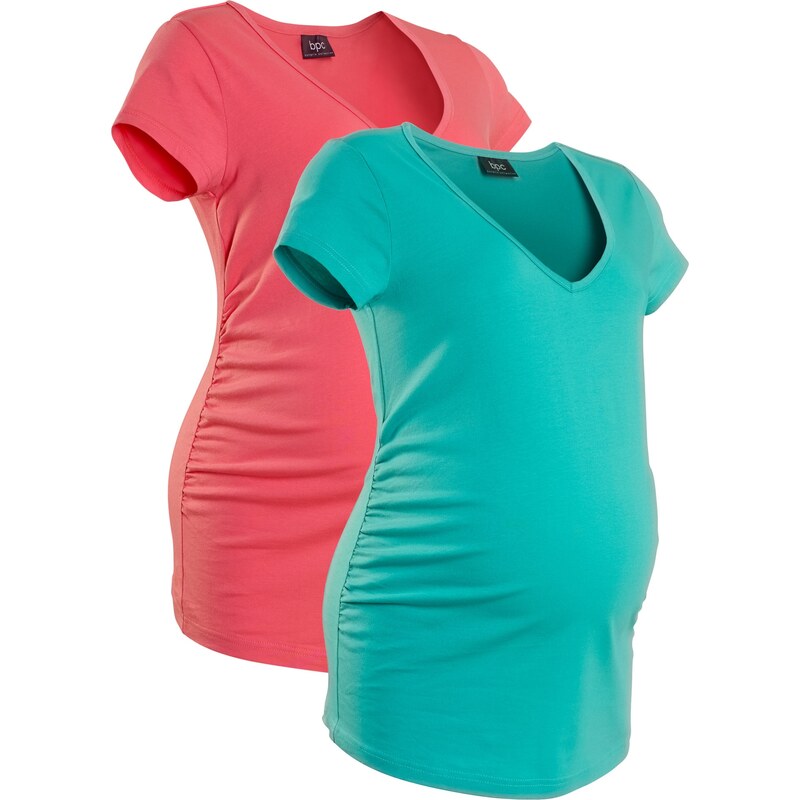 bpc bonprix collection Basic Umstandsshirts, Kurzarm (Doppelpack) in pink für Damen von bonprix