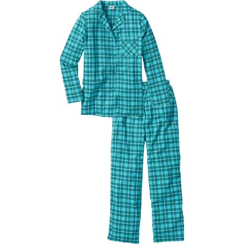 bpc bonprix collection Flanell Pyjama langarm in grau für Damen von bonprix
