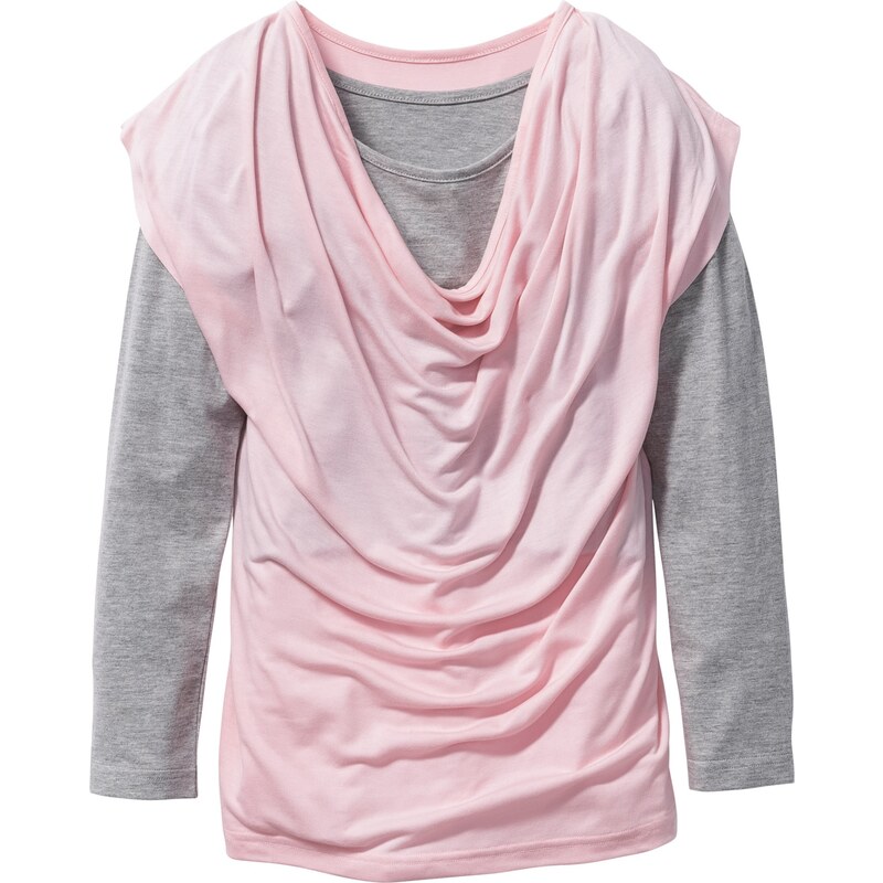 bpc bonprix collection Layershirt langarm mit Wasserfallkragen in rosa für Mädchen von bonprix