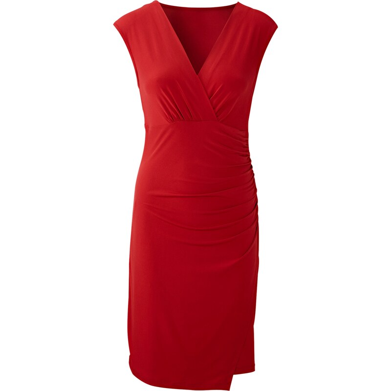 BODYFLIRT Kleid kurzer Arm in rot (V-Ausschnitt) von bonprix