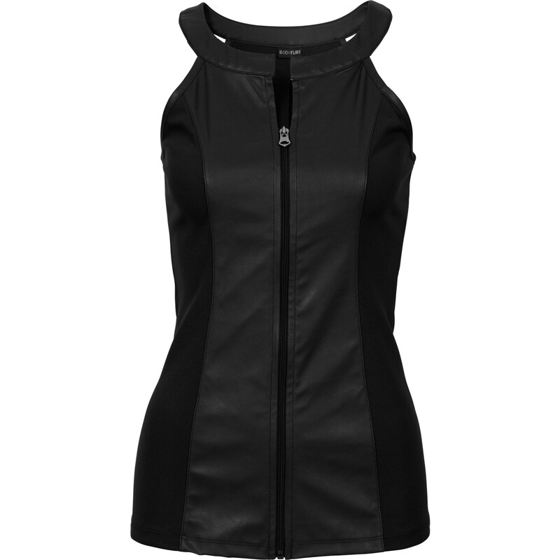 BODYFLIRT boutique Top in Lederoptik ohne Ärmel in schwarz für Damen von bonprix