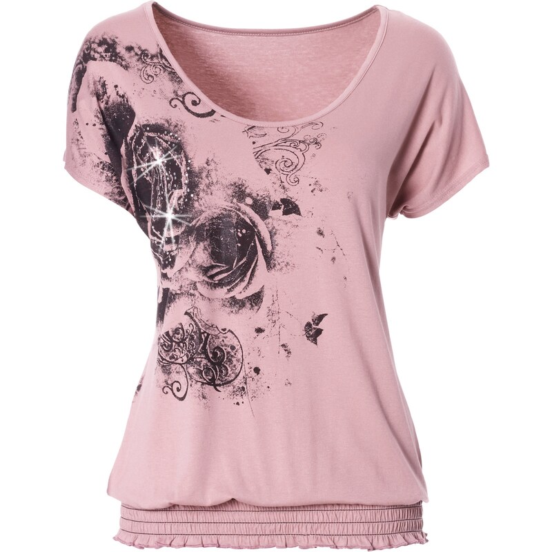 BODYFLIRT Shirt kurzer Arm in rosa (Rundhals) für Damen von bonprix