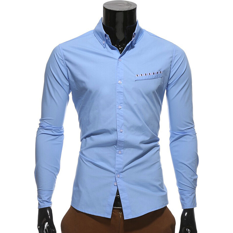 Re-Verse Button-down-Hemd mit schräger Brusttasche - Hellblau - S