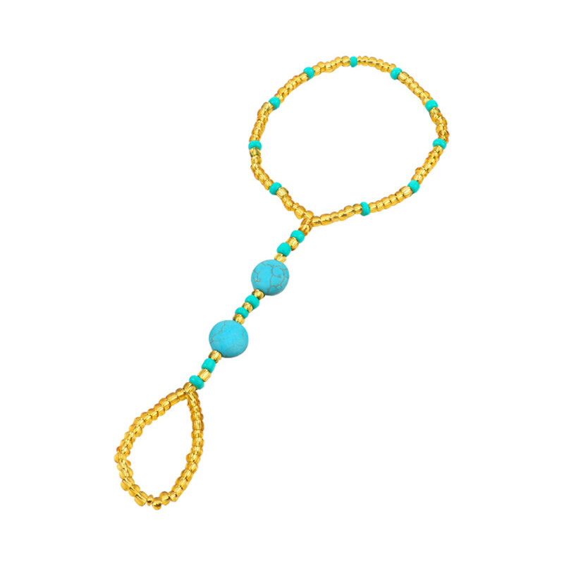 Lesara 2er-Set Fußkette mit Türkis-Perlen