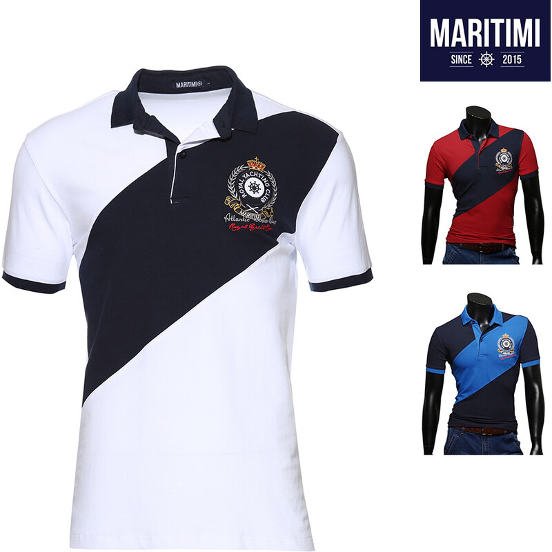 Maritimi Poloshirt mit Royal Yachting Club-Stickerei - S - Blau