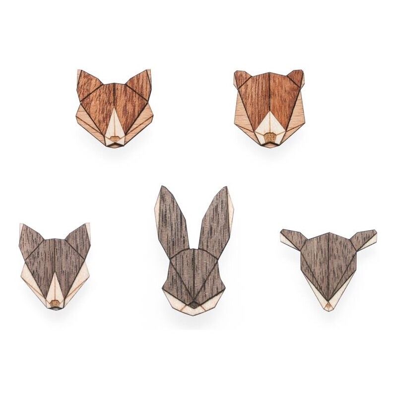 BeWooden Animal Brooches Set