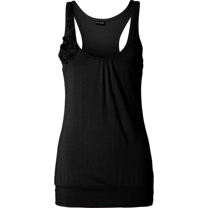 BODYFLIRT Shirttop mit Applikation ohne Ärmel in schwarz für Damen von bonprix
