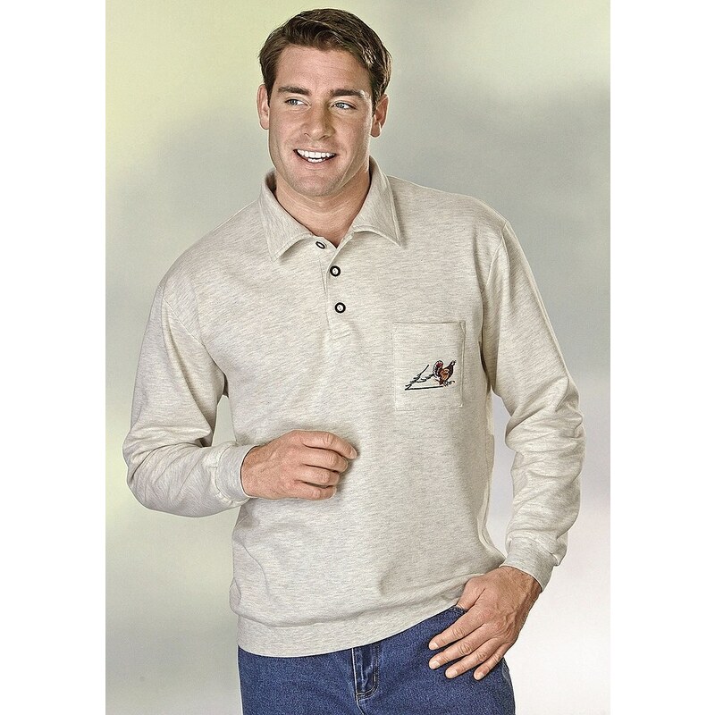 Classic Basics Sweatshirt mit kurzer Knopfleiste