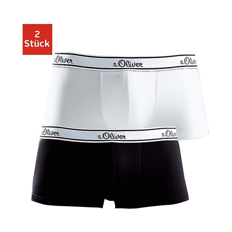 s.Oliver RED LABEL Bodywear Microfaser-Boxer (2 Stück) schöne Retro Pants mit weißem Webbund