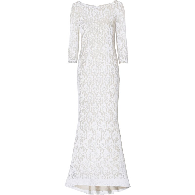 BODYFLIRT boutique Kleid 3/4 Arm in weiß von bonprix