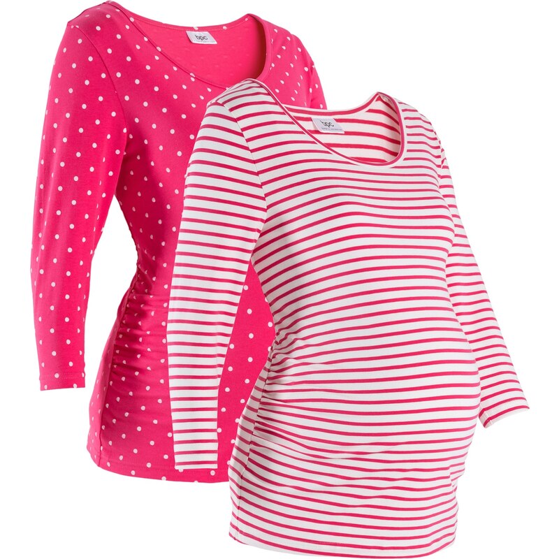 bpc bonprix collection Umstandsshirts in Bio-Baumwolle, 3/4-Arm bedruckt (Doppelpack) in pink für Damen von bonprix