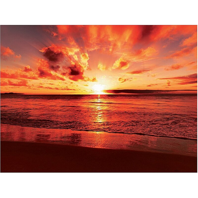Glasbild, Artland, »Beautiful tropical sunset on the beach«, 80/60 cm
