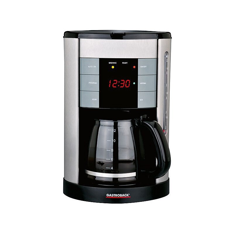 Gastroback Kaffeemaschine Design Coffee Aroma Plus, für 12 Tassen, 950 Watt, silber/schwarz