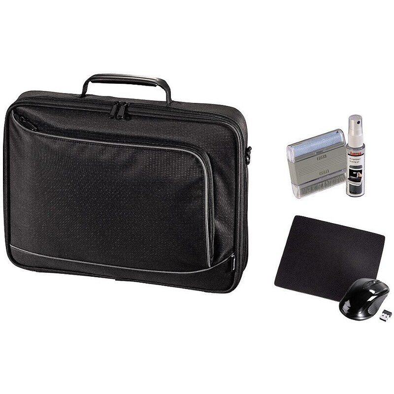 Hama Notebook Tasche bis 44 cm (17,3) optische Funkmaus wireless »Set mit Mauspad und Reiniger«