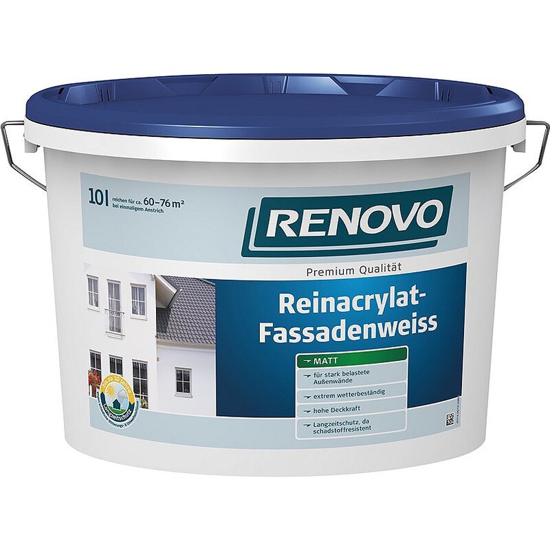 RENOVO Reinacrylat Fassadenweiß, 10 Liter