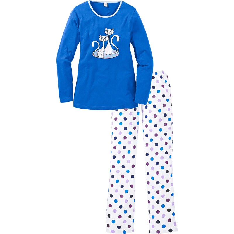 bpc bonprix collection Pyjama langarm in blau für Damen von bonprix