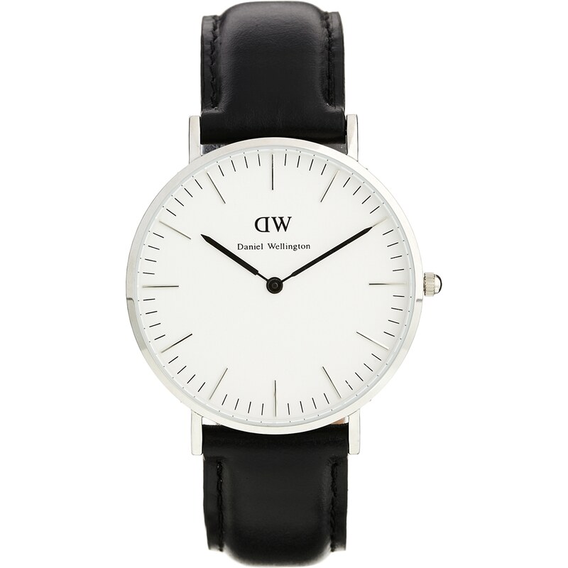 Daniel Wellington - Sheffield - Klassische, große Armbanduhr in Schwarz mit Silbereinfassung - Schwarz