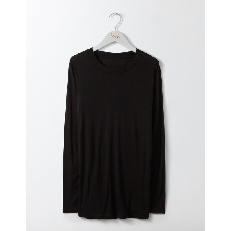 Luxuriöses T-Shirt mit Rundhalsausschnitt Black Damen Boden