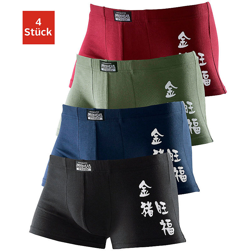 Authentic Underwear Hipster (4 Stück) mit chinesischen Schriftzeichen bequemer Baumwoll-Stretch Authentic Underwear Le Jogger bunt 3,4,5,6,7,8