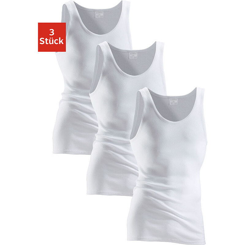 Doppelripp-Unterhemd (3 Stück) schlichtes Basic-Unterhemd in Top-Markenqualität Schiesser weiß 4,5,6,7,8,9