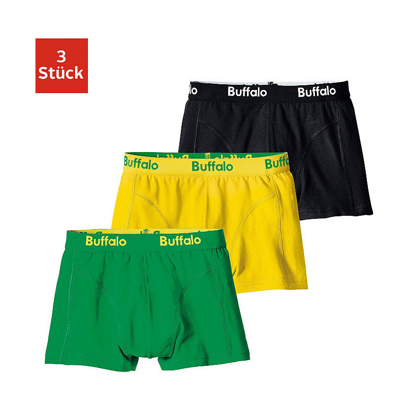 Boxer (3 Stück) coole Farben mit Webbund Buffalo bunt 116,128,140,152,164,176,182