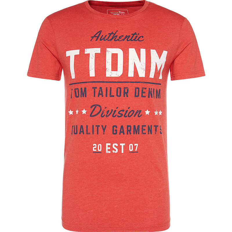 T-Shirt T-Shirt mit Schrift-Print TOM TAILOR DENIM rot L,M,S,XL,XXL