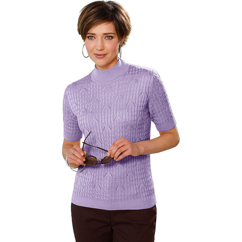 COLLECTION L. Damen Collection L. Pullover mit Strickmuster lila 38,42,44,46,48,52,54
