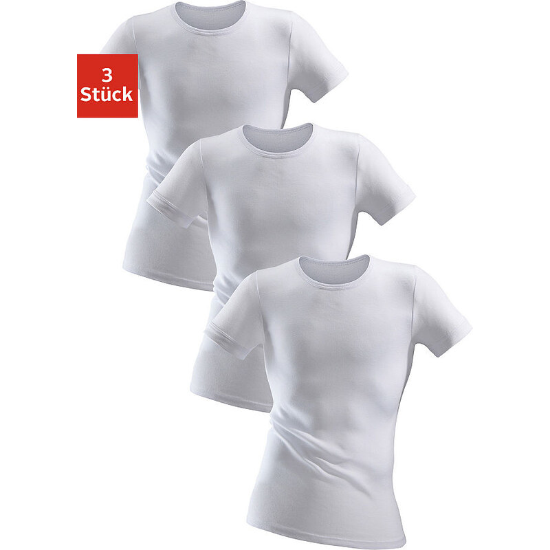 Clipper Shirt aus Fein- und Doppelripp (3 Stück) schlichtes Basic für jeden Tag. weiß 3,4,5,6,7,8,9,10
