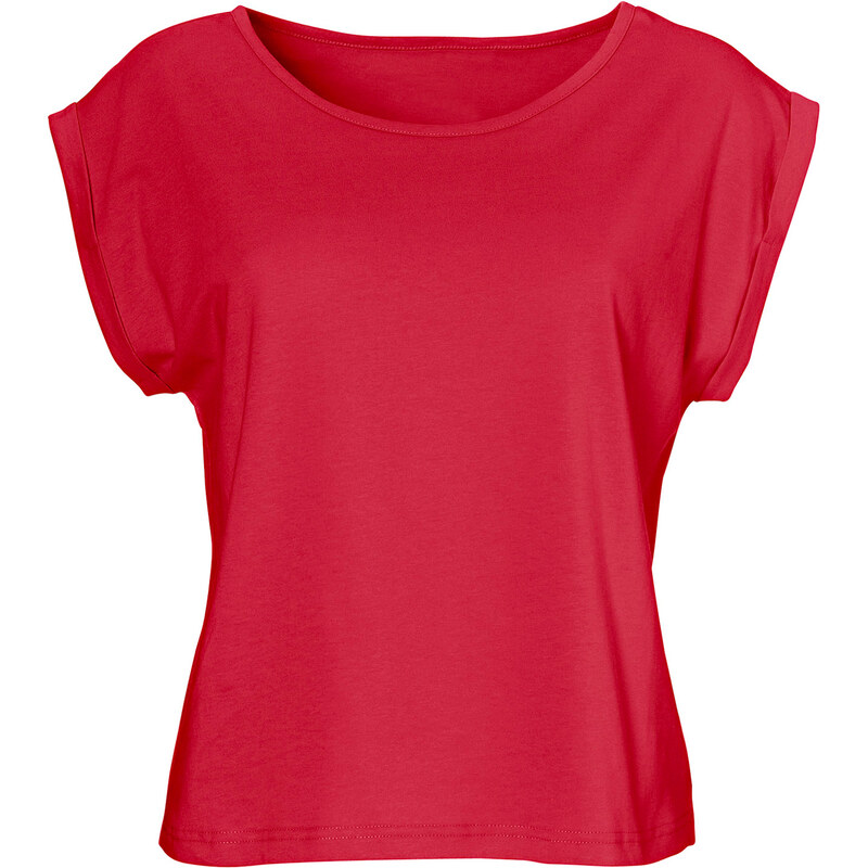 Shirt ohne Ärmel figurumspielend in rot (Rundhals) für Damen von bonprix