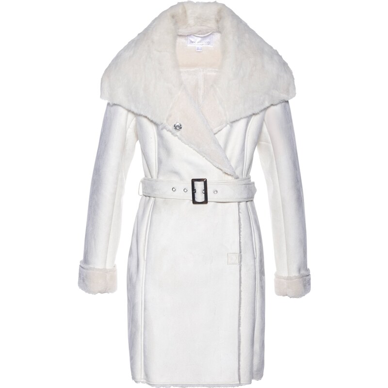 bpc selection premium Premium Lederimitat-Mantel langarm in weiß für Damen von bonprix