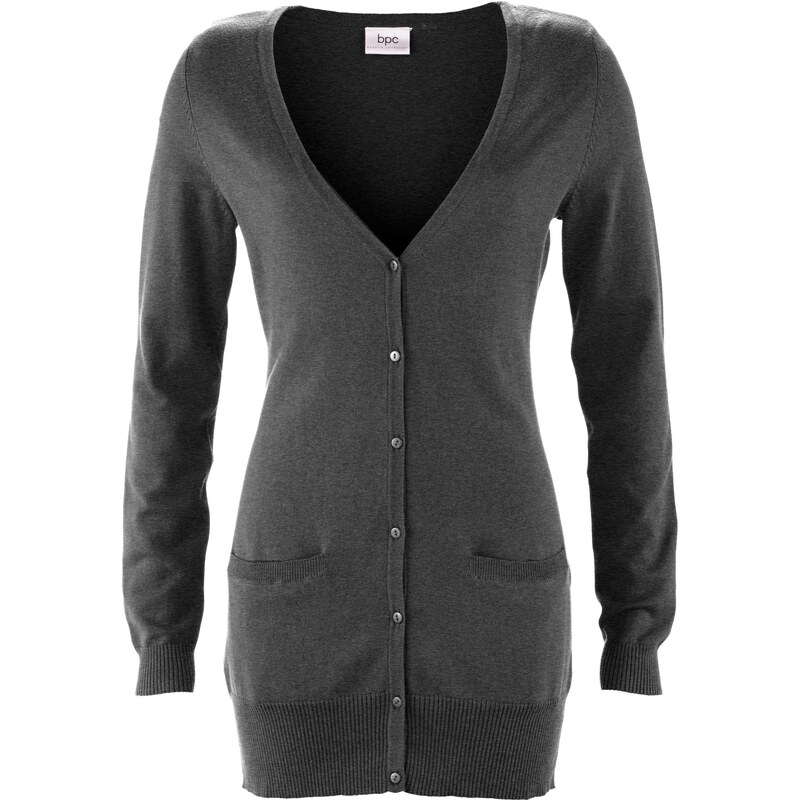 bpc bonprix collection Basic Feinstrick-Jacke langarm in grau für Damen von bonprix