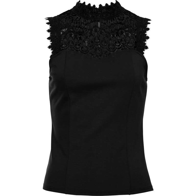 RAINBOW Shirt mit Spitzeneinsatz ohne Ärmel in schwarz für Damen von bonprix