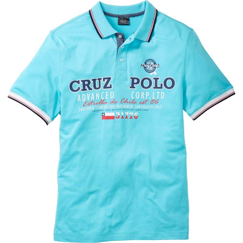 Poloshirt bedruckt kurzer Arm blau Herren bonprix