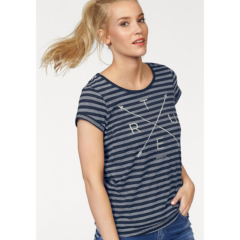 Damen T-Shirt Stripe T. MUSTANG grau M (40),S (38),XS (36)